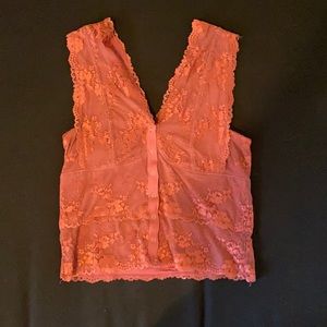 Pink/red lace corset style top